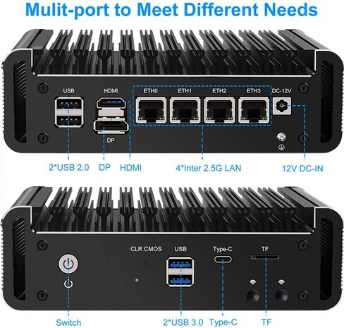 6 منافذ جدار الحماية الجهاز الدقيق ، Mini PC Intel Quad Celeron N5105 ، Inter I226-V LAN ، DDR4 RAM ، AES-NI ، جهاز التوجيه ، VPN ، لا RAM NO SSD in Kuwait