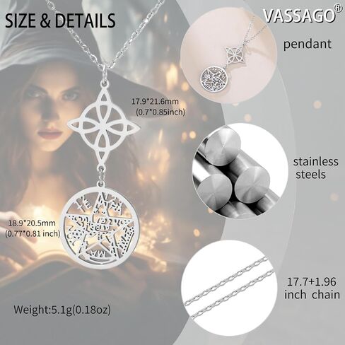 Vassago Witches Knot Netclace Tetragrammaton Pentagram Netclaces Celtic Knot Presetant Witchcraft Pagan المجوهرات الأيرلندية للنساء الرجال in Kuwait