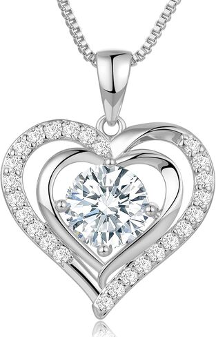 waitrose Moissanite Heart Necklace for Women Birthday Gifts for Wife S925 Sterling Silver Jewelry for Christmas Anniversary Valentine Birthday Gift for Her Girlfriend Mom in Saudi Arabia