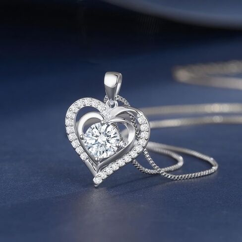 waitrose Moissanite Heart Necklace for Women Birthday Gifts for Wife S925 Sterling Silver Jewelry for Christmas Anniversary Valentine Birthday Gift for Her Girlfriend Mom in Saudi Arabia