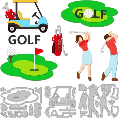 GLOBLELAND Golf Theme Metal Cutting Dies Die Cuts for DIY Scrapbooking Festival Birthday Wedding Cards Making Album Envelope Decoration,Matte Platinum in Saudi Arabia