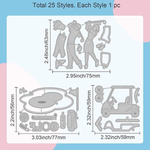 GLOBLELAND Golf Theme Metal Cutting Dies Die Cuts for DIY Scrapbooking Festival Birthday Wedding Cards Making Album Envelope Decoration,Matte Platinum in Saudi Arabia