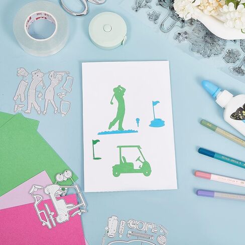 GLOBLELAND Golf Theme Metal Cutting Dies Die Cuts for DIY Scrapbooking Festival Birthday Wedding Cards Making Album Envelope Decoration,Matte Platinum in Saudi Arabia