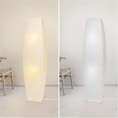 Paper Lamp Floor, Japanese Paper Lamp Rice Paper Lamp Shade, 59'' Minimalist Rice Paper Floor Lamp, Perfect for Living Room, Office, Bedroom, Kids Room, Reading, Home Decor（Oval 2 Pack） in Saudi Arabia