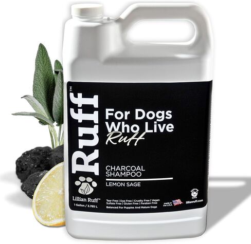 Ruff by Lillian Ruff Activated Charcoal Pet Shampoo – Deep Cleanser, Deodorizer, Stain Remover – Lemon Sage Scent, pH Balanced, Hydrate Dry Itchy Skin – Safe for Puppies & Mature Dogs in Saudi Arabia