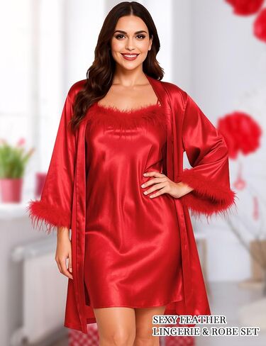 Bride Robe for Wedding Day Satin Nightgown and Robe Sets for Women Feather Trim Lingerie Bride Getting Ready Outfits in Saudi Arabia