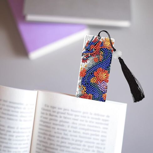 Dragon Diamond Art Bookmarks Kits - 6 Pcs DIY Aesthetic Diamond Painting Bookmarks with Flower Pattern Cute Animal Gem Art Craft Birthday Gift School Supplies for Student Adult Beginners Teacher in Saudi Arabia