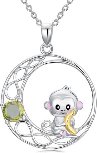 LONAGO Animal Necklace for Women 925 Sterling Silver Cute Duck Snail Mouse Chicken Monkey Pendant Necklace for Gifts in Saudi Arabia