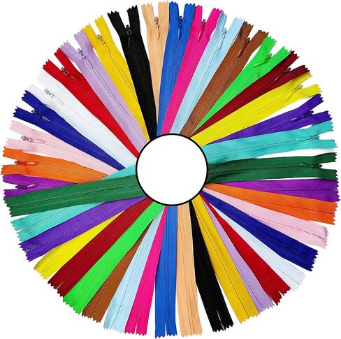 KGS Invisible Zippers for Sewing | 20 Zippers/Pack | 20 Assorted Colours | Size: 15 Inch | Hidden Zippers for Dresses, Skirts, Pillows and Sewing Craft in Kuwait