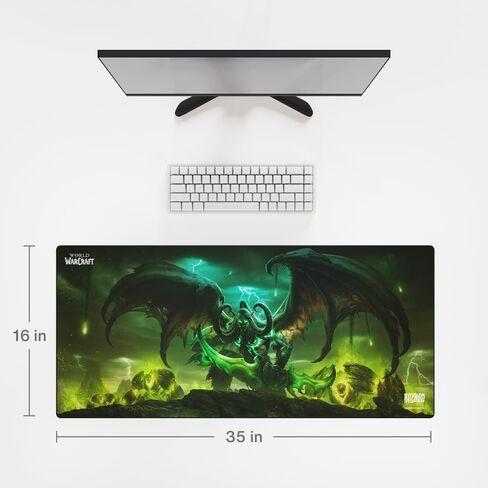 World of Warcraft الحرب داخل لوحة الماوس للألعاب ، حصيرة ماوس كمبيوتر ، حافة مخيط مسطحة ، قاعدة مطاطية غير قابلة للانزلاق ، والاعبين واستخدام المكتب ، 35 × 16 - مرخص رسميًا in Kuwait