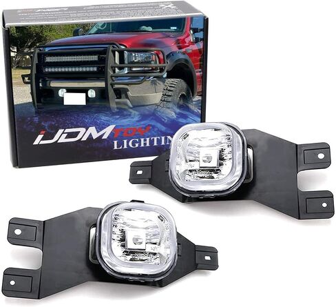 Ijdmtoy Clear Lens Fog Light Kit W/ 9145 Xenon White 15-SMD LED متوافق مع 1999-2004 Ford F-250 ، 2001-2004 Ford F-350 F-450 F-550 Super Duty & Surgion in Saudi Arabia