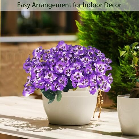 10 Bundles Artificial Pansy Flowers UV Resistant Plastic Plants for Outdoor, Faux Faux Flowers Silk Flower for Window Box Porch Home Garden Farmhouse Decor, Purple in Saudi Arabia