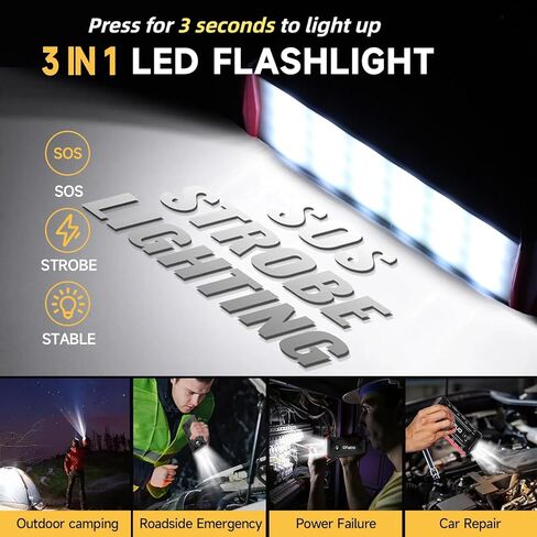 بطارية محمولة بطارية قفزة قفزة 5000A مربع القفز (2.38GAL GAS/2.11GAL DIESEL) 12V CAR CAR JUST BATTERTY PACK ، شحن سريع ، 160 واط ، مصابيح 3 وضع ، مع حالة تخزين لسهولة التخزين. in Kuwait