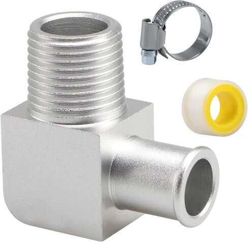 Fusch 90 ° موصل خرطوم السخان القصيرة ، 6061 تركيب سخان سبيكة الألومنيوم ، محول خراطيم السيارة 90 درجة ، 1/2in npt إلى 5/8in خرطوم بارب لمضخات 1/2 NPT in Saudi Arabia