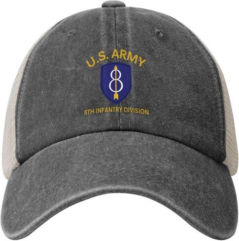 Us Army 8th Infantry Division Adjustable Cowboy Mesh Baseball Cap Unisex Outdoor Trucker Hat4 in Saudi Arabia