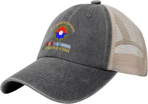 9th Infantry Division Korean War Veteran Adjustable Cowboy Mesh Baseball Cap Unisex Outdoor Trucker Hat7 Deep Heather in Saudi Arabia