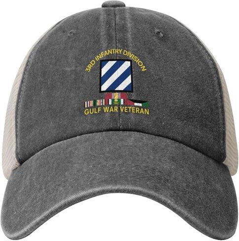 3rd Infantry Division Gulf War Veteran Adjustable Cowboy Mesh Baseball Cap Unisex Outdoor Trucker Hat4 Deep Heather in Saudi Arabia