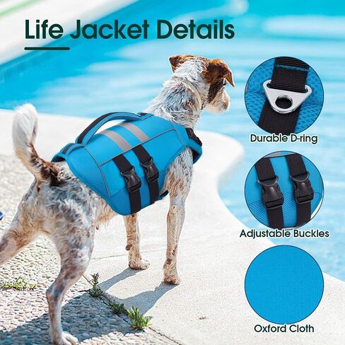 Kuoser Medium Dog Life Jacket, High Flotation Dog Life Vest for Swimming Boating, Reflective Dog Swimming Vest for Medium Dogs Pet Life Preserver with Rescue Handle, Rose M in Saudi Arabia