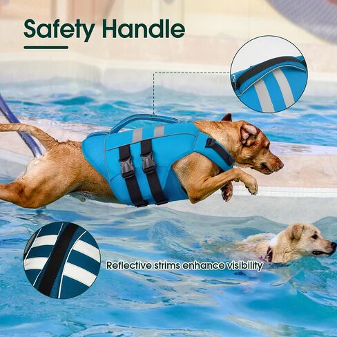 Kuoser Medium Dog Life Jacket, High Flotation Dog Life Vest for Swimming Boating, Reflective Dog Swimming Vest for Medium Dogs Pet Life Preserver with Rescue Handle, Rose M in Saudi Arabia