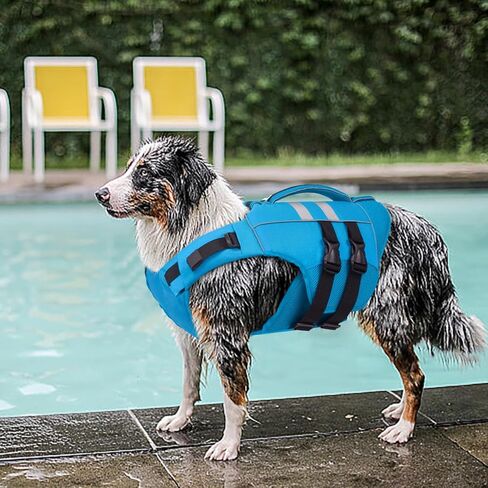 Kuoser Medium Dog Life Jacket, High Flotation Dog Life Vest for Swimming Boating, Reflective Dog Swimming Vest for Medium Dogs Pet Life Preserver with Rescue Handle, Rose M in Saudi Arabia