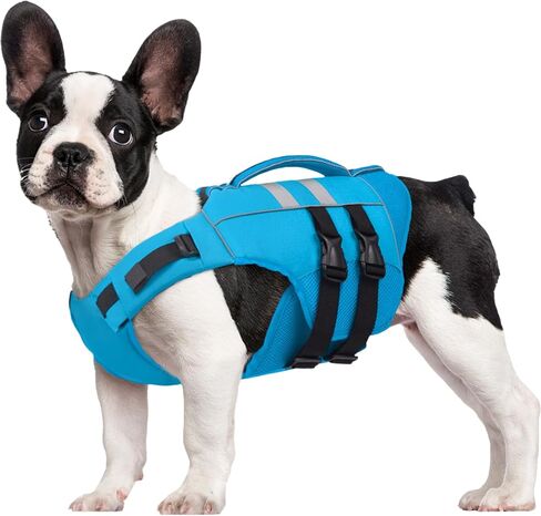Kuoser Medium Dog Life Jacket, High Flotation Dog Life Vest for Swimming Boating, Reflective Dog Swimming Vest for Medium Dogs Pet Life Preserver with Rescue Handle, Rose M in Saudi Arabia