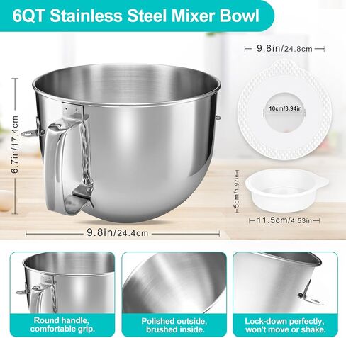 KN256WW مرفق خفقت الفولاذ المقاوم للصدأ لمساعدات المطبخ ، Woksaver 6QT Bowl-Lift Stand Mixer 6-Wire Presconsists ، متوافق مع Kitchaid KP26 ، KD26 ، Pro 6500 Series in Saudi Arabia