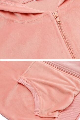 Hotouch Womens Disual Velor Tracksuit مجموعة كاملة سستة هوديي سراويل سراويل مخملية التعرق بدلات الركض XS-XXL in Saudi Arabia