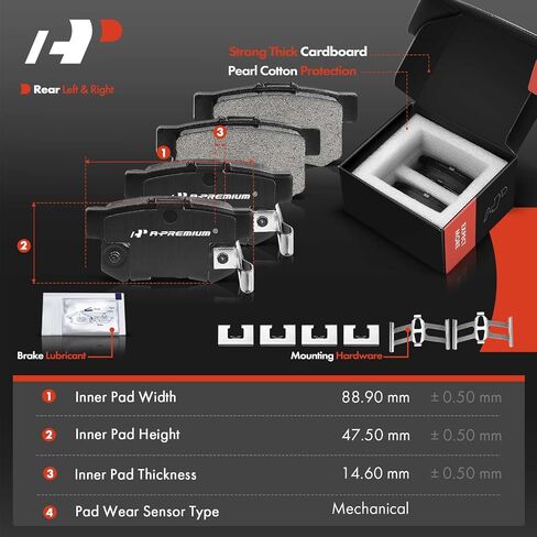 A-Premium 11.09 بوصة (281.7 مم) دوارات فرامل القرص الصلبة الخلفية + مجموعة منصات السيراميك متوافقة مع نماذج Acura المختارة-RL 2002 2003 2004 ، 6-PC Set in Kuwait