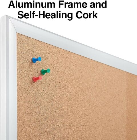 Staples 1682311 Standard Cork Bulletin Board Aluminum Finish Frame 3-Ft W X 2-Ft H in Saudi Arabia