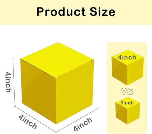 XAGLVV 25 PCS Yellow paper Gift Boxes， 3x3x3 inch Gift Box with Lids，Gift Wrapping Box Party Favor Box Goodies Treat Boxes Candy Box, for Wedding Birthday Party Christmas in Kuwait