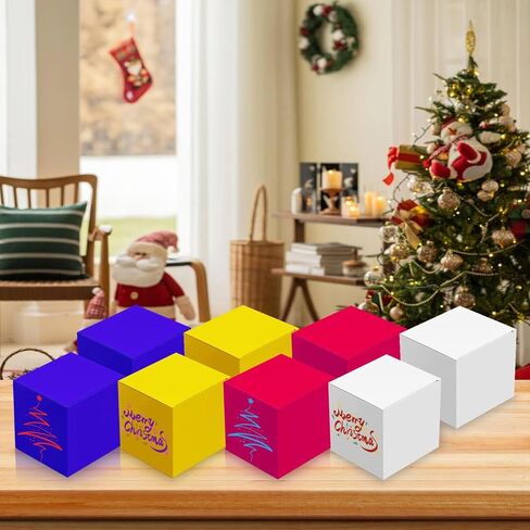 XAGLVV 25 PCS Yellow paper Gift Boxes， 3x3x3 inch Gift Box with Lids，Gift Wrapping Box Party Favor Box Goodies Treat Boxes Candy Box, for Wedding Birthday Party Christmas in Kuwait