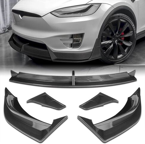 5pcs Front Bumper Lip Spoiler Body Kit Compatible with 2016-2021 Tesla Model X 2017 2018 2019 2020 (Painted Carbon) in Saudi Arabia