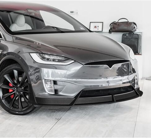 5pcs Front Bumper Lip Spoiler Body Kit Compatible with 2016-2021 Tesla Model X 2017 2018 2019 2020 (Painted Carbon) in Saudi Arabia