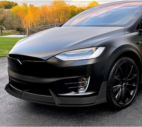 5pcs Front Bumper Lip Spoiler Body Kit Compatible with 2016-2021 Tesla Model X 2017 2018 2019 2020 (Painted Carbon) in Saudi Arabia