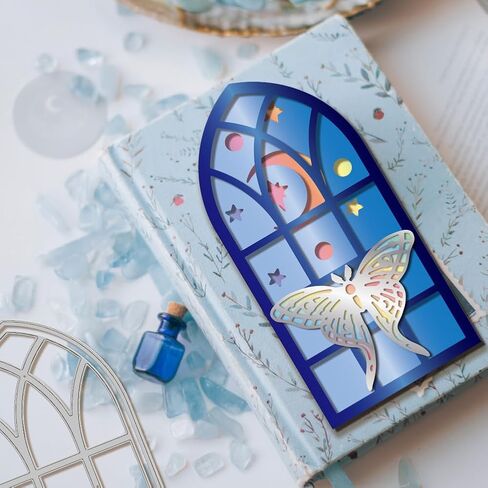GLOBLELAND Window Frame Background Cutting Dies Skylight Die Cuts Plaque Cutting Die Best Wishes Cutting Dies for DIY Scrapbooking Card Making Journal Embossing Paper Craft Decor in Saudi Arabia