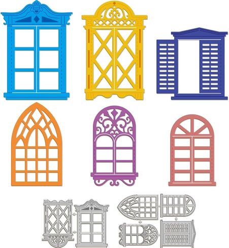 GLOBLELAND Window Frame Background Cutting Dies Skylight Die Cuts Plaque Cutting Die Best Wishes Cutting Dies for DIY Scrapbooking Card Making Journal Embossing Paper Craft Decor in Saudi Arabia