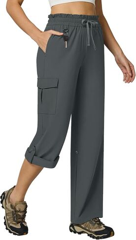 Casei Women's Cargo Capris Quick Dry Lightweight Water Resistant Roll Up Hiking Pants with 6 Pockets Travel Casual Outdoor in Kuwait