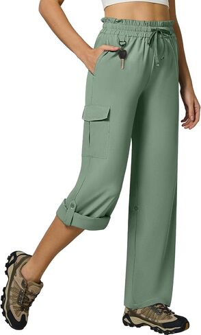 Casei Women's Cargo Capris Quick Dry Lightweight Water Resistant Roll Up Hiking Pants with 6 Pockets Travel Casual Outdoor in Kuwait