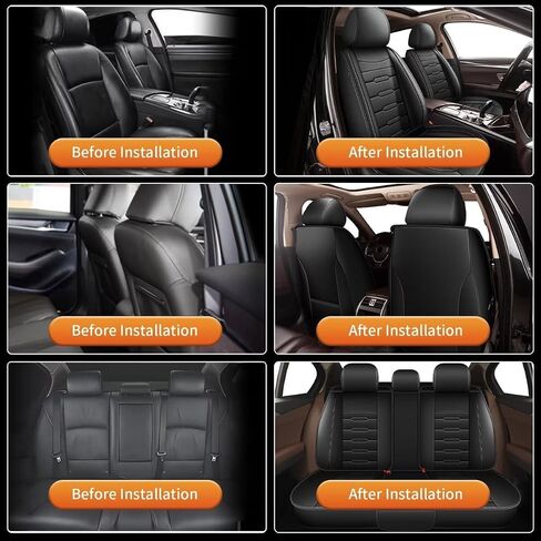 AOMSAZTO Car Seat Cover Custom Fit for 6 Seat Ford Explorer 2020-2025 Car Seat Cushion Protector Waterproof Faux Leather Automotive Seat Covers Full Set Black in Saudi Arabia