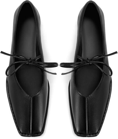 شقق الباليه الدانتيل للنساء القوس مربع إصبع القدم ماري جين فلاتس تنزلق على أحذية الباليه الجلدية in Kuwait