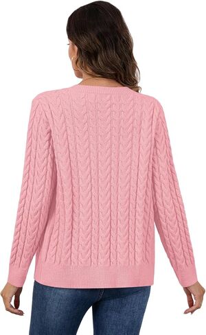 Lilbetter Womens Cable متماسكة الأكمام طويلة الأزر in Kuwait