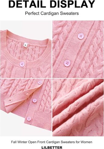 Lilbetter Womens Cable متماسكة الأكمام طويلة الأزر in Kuwait