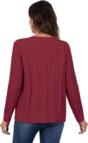 Lilbetter Womens Cable متماسكة الأكمام طويلة الأزر in Kuwait
