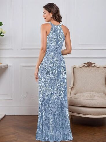 Halter Mother of The Bride Dresses for Women Sequin Mermaid Evening Formal Dress in Saudi Arabia