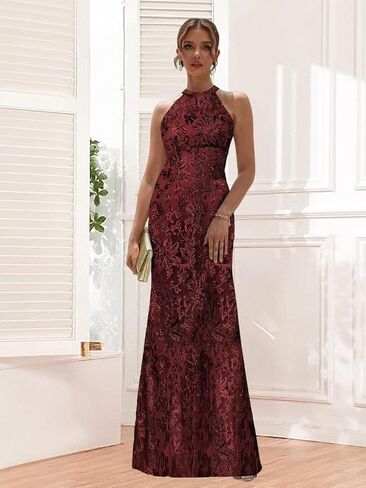 Halter Mother of The Bride Dresses for Women Sequin Mermaid Evening Formal Dress in Saudi Arabia