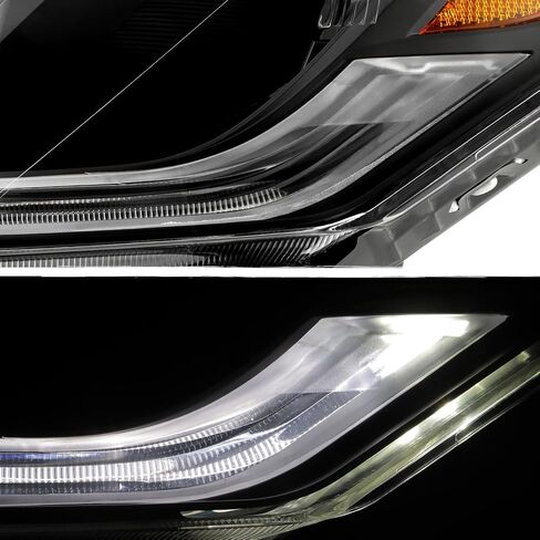 Akkon-Fits 2016-2017 Honda Accord Ex-L Se Sport [نوع الهالوجين] المصابيح الأمامية السوداء زوج مع مصباح أنبوب DRL LED in Saudi Arabia