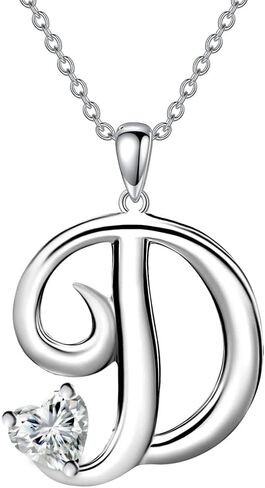 26 Initial Necklaces for Women,Heart Moissanite Letter A-Z Necklace 925 Sterling Silver Moissanite Diamond Pendant Anniversary Birthday Christmas Jewelry Gifts for Mom Her Wife in Kuwait