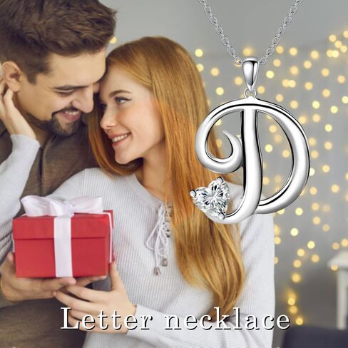 26 Initial Necklaces for Women,Heart Moissanite Letter A-Z Necklace 925 Sterling Silver Moissanite Diamond Pendant Anniversary Birthday Christmas Jewelry Gifts for Mom Her Wife in Kuwait