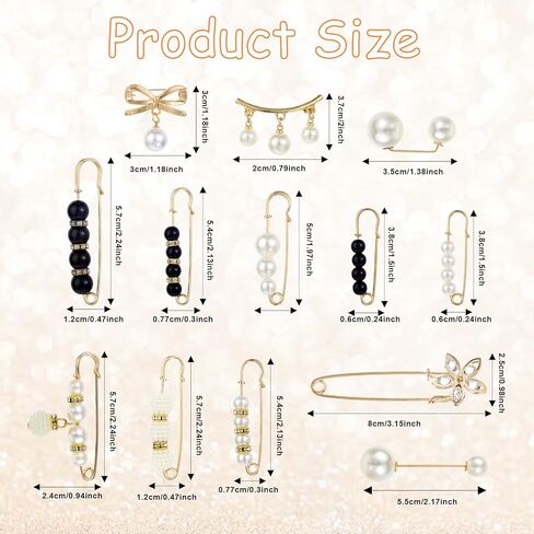 13 PCS Pearl Clothing Pin ، Boux Pearl Brouches for Women's Clothing ، Frooch Brooch for Shaw Jeist Sweater in Kuwait