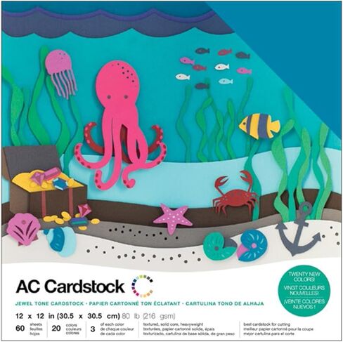 American Crafts 12x12 Card Stock Pack, 60 Sheets Total 3 Sheets Of 20 Colors, Tropical Arts Crafts Supplies Celebration Paper Card Stock Colored Card Stock For Printer Card Stock Paper Colored Paper in Saudi Arabia